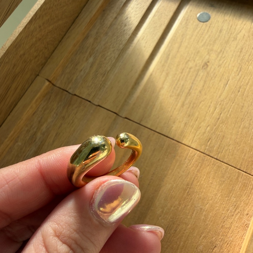Chunky Sterling Silver Gold Plated Womens 7 Ring